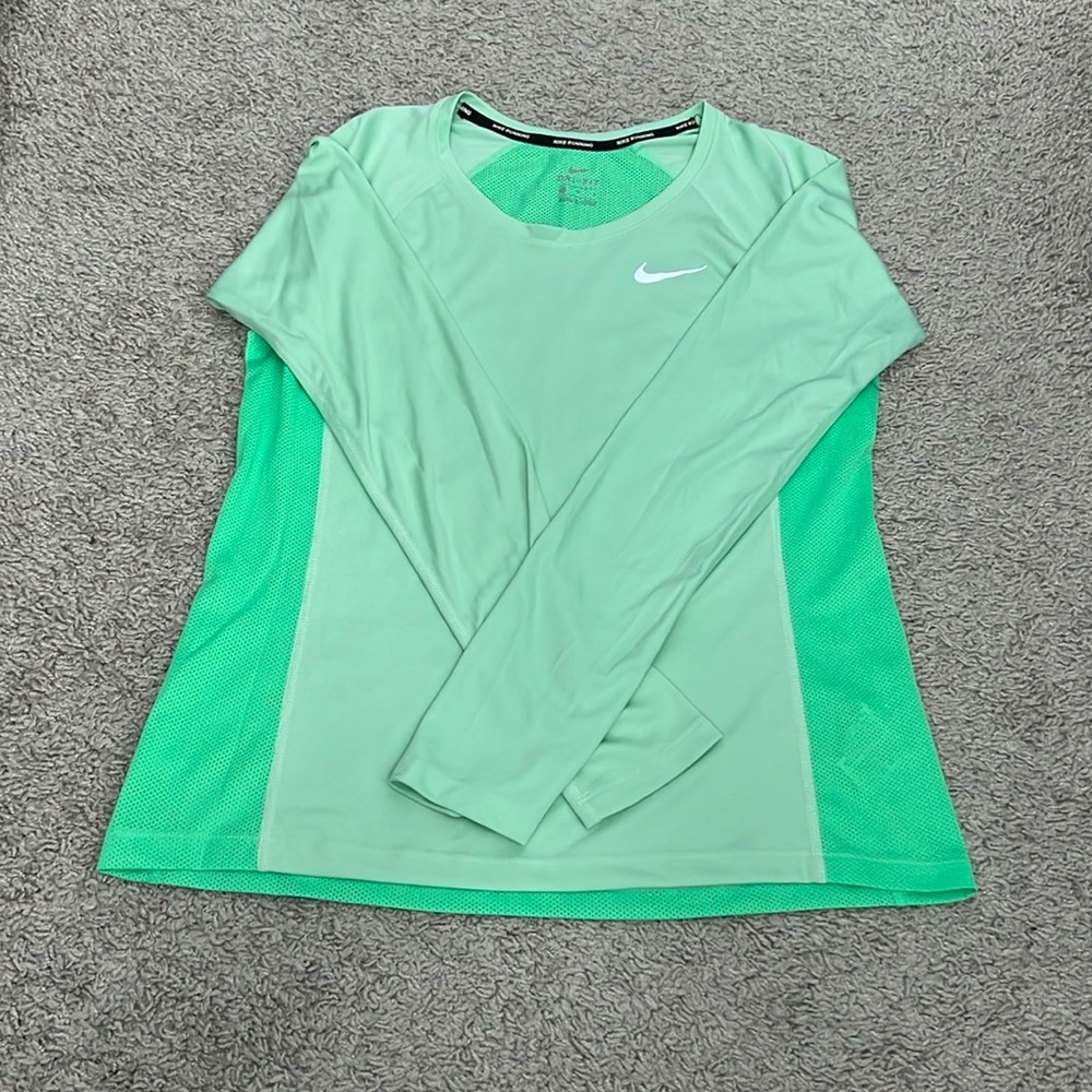 Nike running green long sleeve shirt